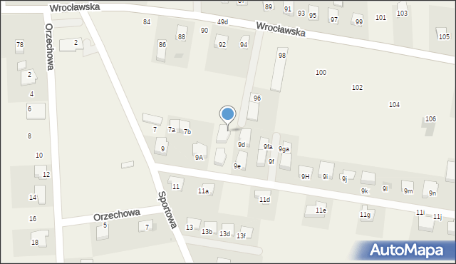 Brzezia Łąka, Sportowa, 9ca, mapa Brzezia Łąka