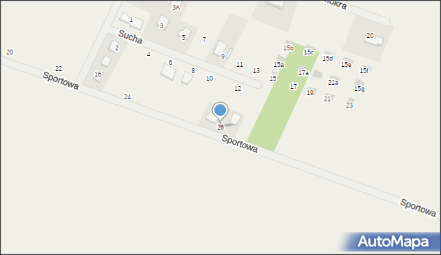 Brzeziny, Sportowa, 26, mapa Brzeziny