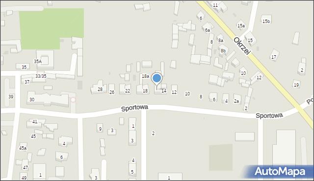Brzeziny, Sportowa, 16, mapa Brzeziny