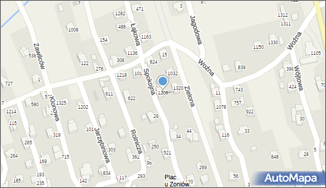 Buczkowice, Spokojna, 1206, mapa Buczkowice