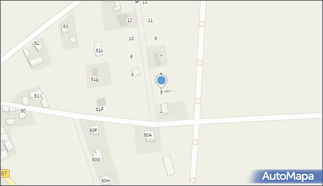 Budziechów, Spokojna, 3, mapa Budziechów