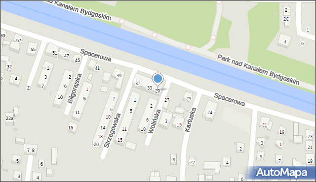 Bydgoszcz, Spacerowa, 29, mapa Bydgoszczy