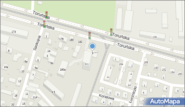 Bydgoszcz, Spokojna, 9, mapa Bydgoszczy