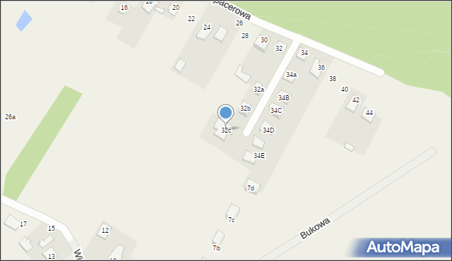 Bykowizna, Spacerowa, 32c, mapa Bykowizna