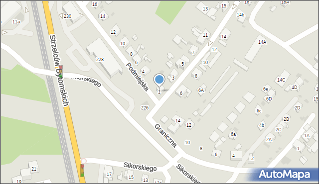 Bytom, Spokojna, 1, mapa Bytomia