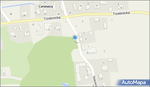 Cerekwica, Spacerowa, 2, mapa Cerekwica