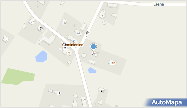 Chmieleniec, Spacerowa, 22, mapa Chmieleniec