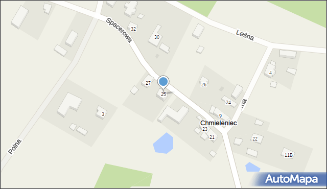 Chmieleniec, Spacerowa, 25, mapa Chmieleniec