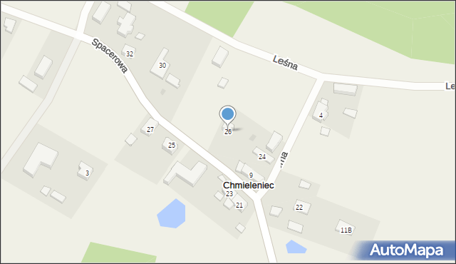 Chmieleniec, Spacerowa, 26, mapa Chmieleniec