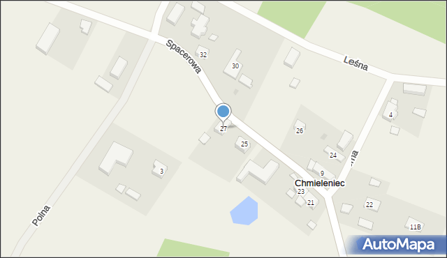 Chmieleniec, Spacerowa, 27, mapa Chmieleniec