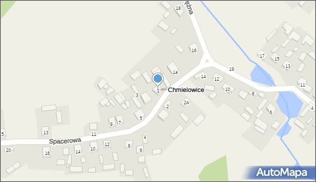 Chmielowice, Spacerowa, 1, mapa Chmielowice