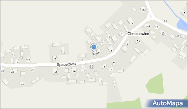 Chmielowice, Spacerowa, 9, mapa Chmielowice