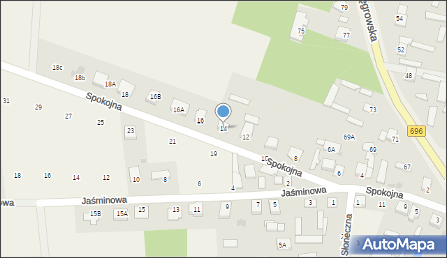 Chodów, Spokojna, 14, mapa Chodów