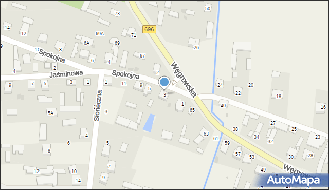 Chodów, Spokojna, 3, mapa Chodów