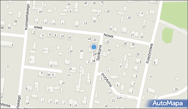 Chorzele, Spokojna, 1A, mapa Chorzele