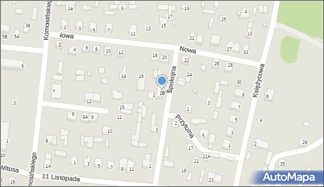 Chorzele, Spokojna, 1B, mapa Chorzele