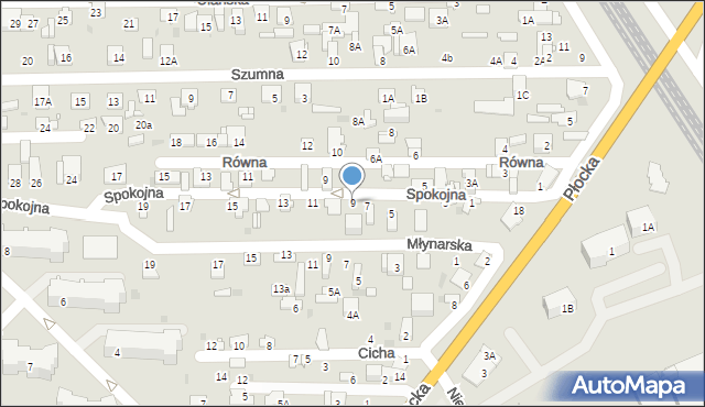 Ciechanów, Spokojna, 9, mapa Ciechanów