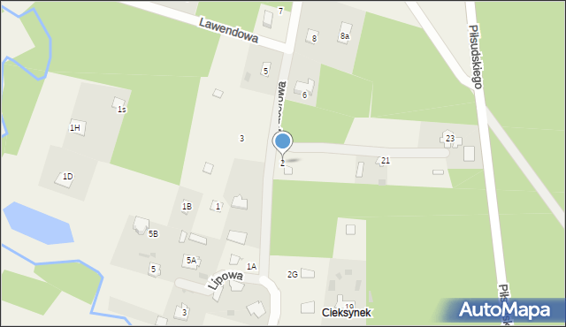 Cieksyn, Spacerowa, 2, mapa Cieksyn