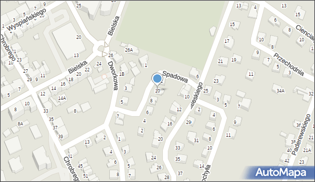 Cieszyn, Spadowa, 10, mapa Cieszyna