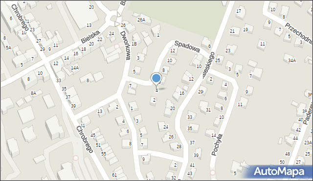 Cieszyn, Spadowa, 4, mapa Cieszyna