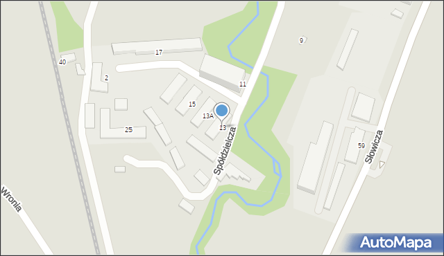 Cieszyn, Spółdzielcza, 13, mapa Cieszyna