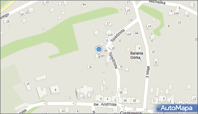 Ciężkowice, Spadzista, 9, mapa Ciężkowice