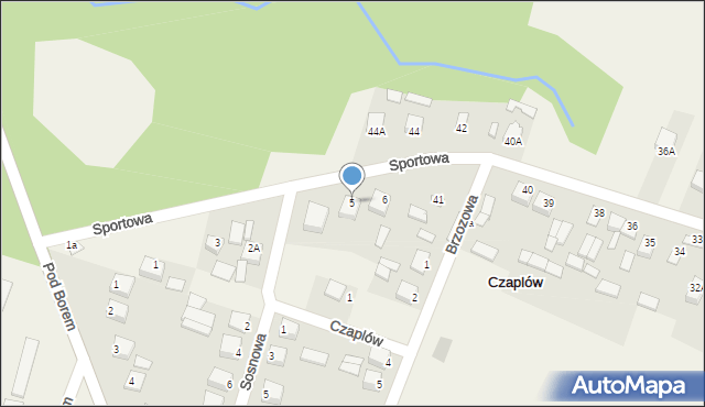 Czaplów, Sportowa, 5, mapa Czaplów