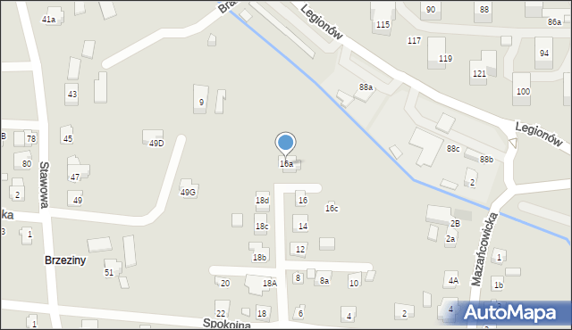 Czechowice-Dziedzice, Spokojna, 16a, mapa Czechowic-Dziedzic