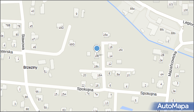 Czechowice-Dziedzice, Spokojna, 18c, mapa Czechowic-Dziedzic