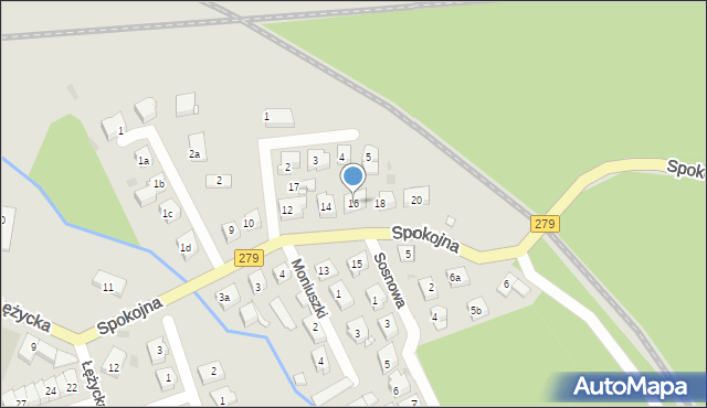 Czerwieńsk, Spokojna, 16, mapa Czerwieńsk