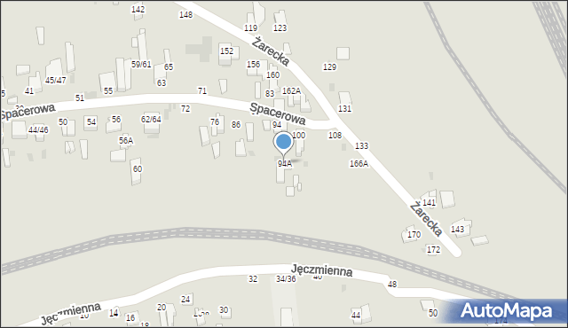 Częstochowa, Spacerowa, 94A, mapa Częstochowy
