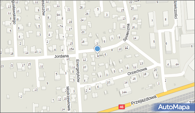 Częstochowa, Społeczna, 4, mapa Częstochowy