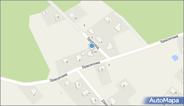 Dąbie, Spokojna, 1, mapa Dąbie