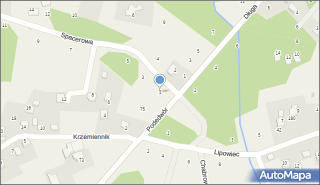 Dąbrowa Szlachecka, Spacerowa, 1, mapa Dąbrowa Szlachecka