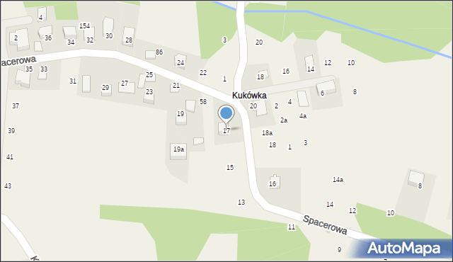 Dąbrowa Szlachecka, Spacerowa, 17, mapa Dąbrowa Szlachecka