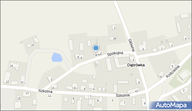 Dąbrówka, Spokojna, 4, mapa Dąbrówka
