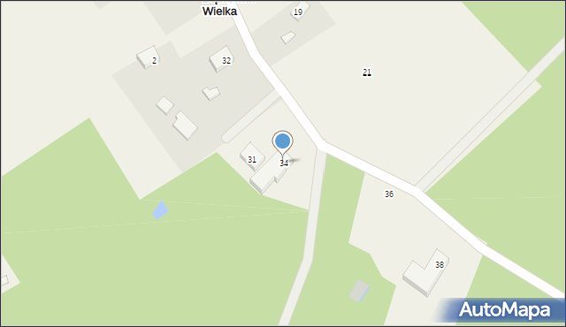 Dąbrówka Wielka, Spacerowa, 34, mapa Dąbrówka Wielka