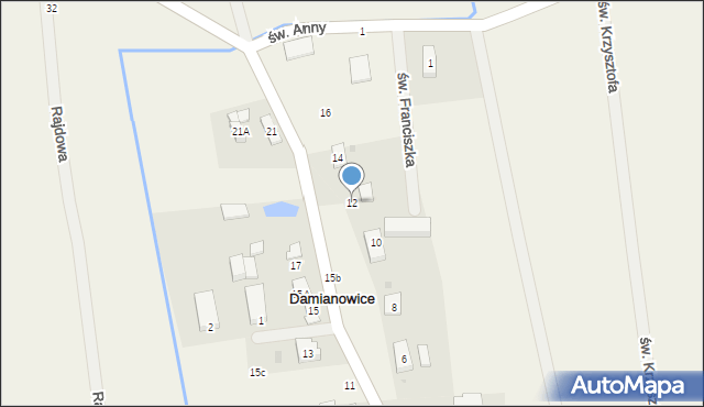 Damianowice, Spółdzielcza, 12, mapa Damianowice