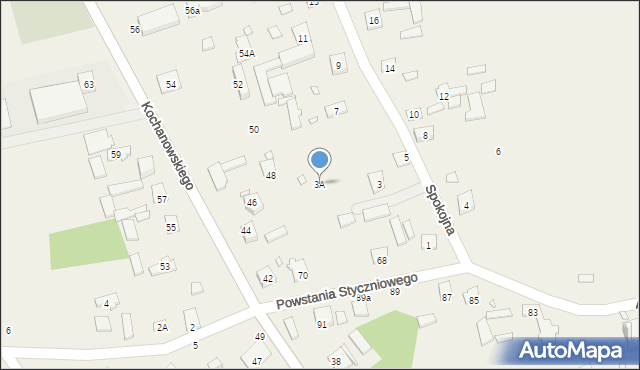 Długa Kościelna, Spokojna, 3A, mapa Długa Kościelna