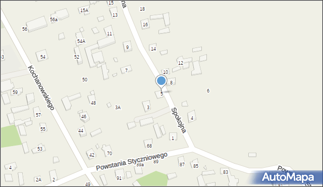 Długa Kościelna, Spokojna, 5, mapa Długa Kościelna