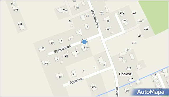 Dobiesz, Spacerowa, 3, mapa Dobiesz