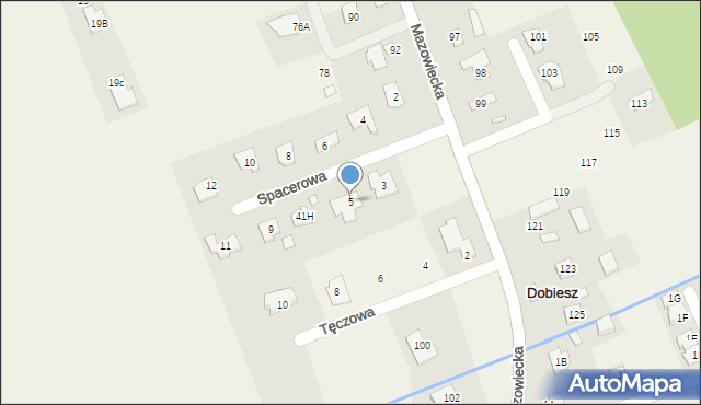 Dobiesz, Spacerowa, 5, mapa Dobiesz