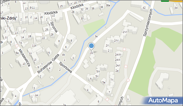 Duszniki-Zdrój, Sportowa, 11, mapa Duszniki-Zdrój