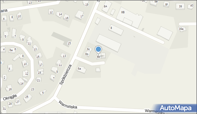 Dywity, Spółdzielcza, 6d, mapa Dywity