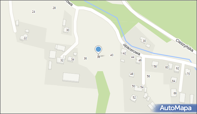 Dzięgielów, Spacerowa, 38, mapa Dzięgielów