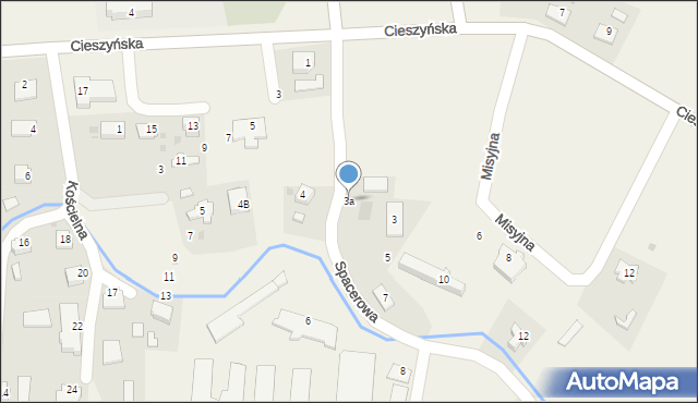 Dzięgielów, Spacerowa, 3a, mapa Dzięgielów