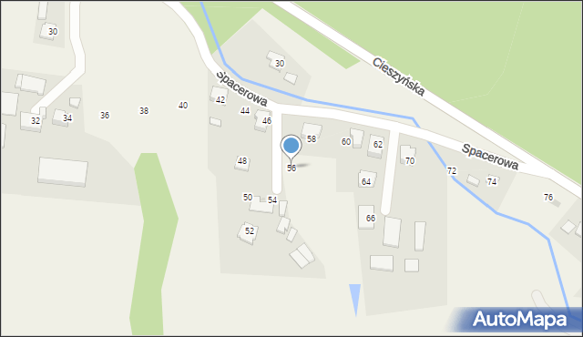 Dzięgielów, Spacerowa, 56, mapa Dzięgielów