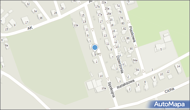 Dzierżoniów, Spokojna, 3, mapa Dzierżoniów