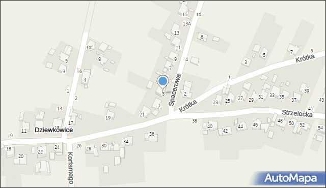 Dziewkowice, Spacerowa, 3, mapa Dziewkowice