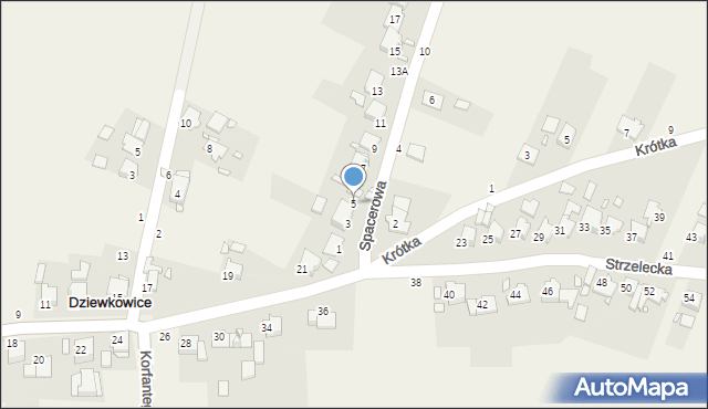 Dziewkowice, Spacerowa, 5, mapa Dziewkowice